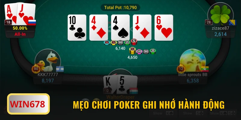 Mẹo chơi Poker luôn thắng ghi nhớ hành động